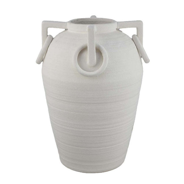 Rosianna Decorative Antique Style Flower Vase, 18 Inch White Ceramic -BM334826