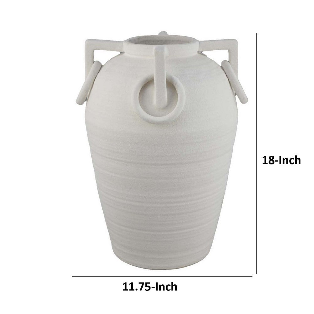 Rosianna Decorative Antique Style Flower Vase, 18 Inch White Ceramic -BM334826