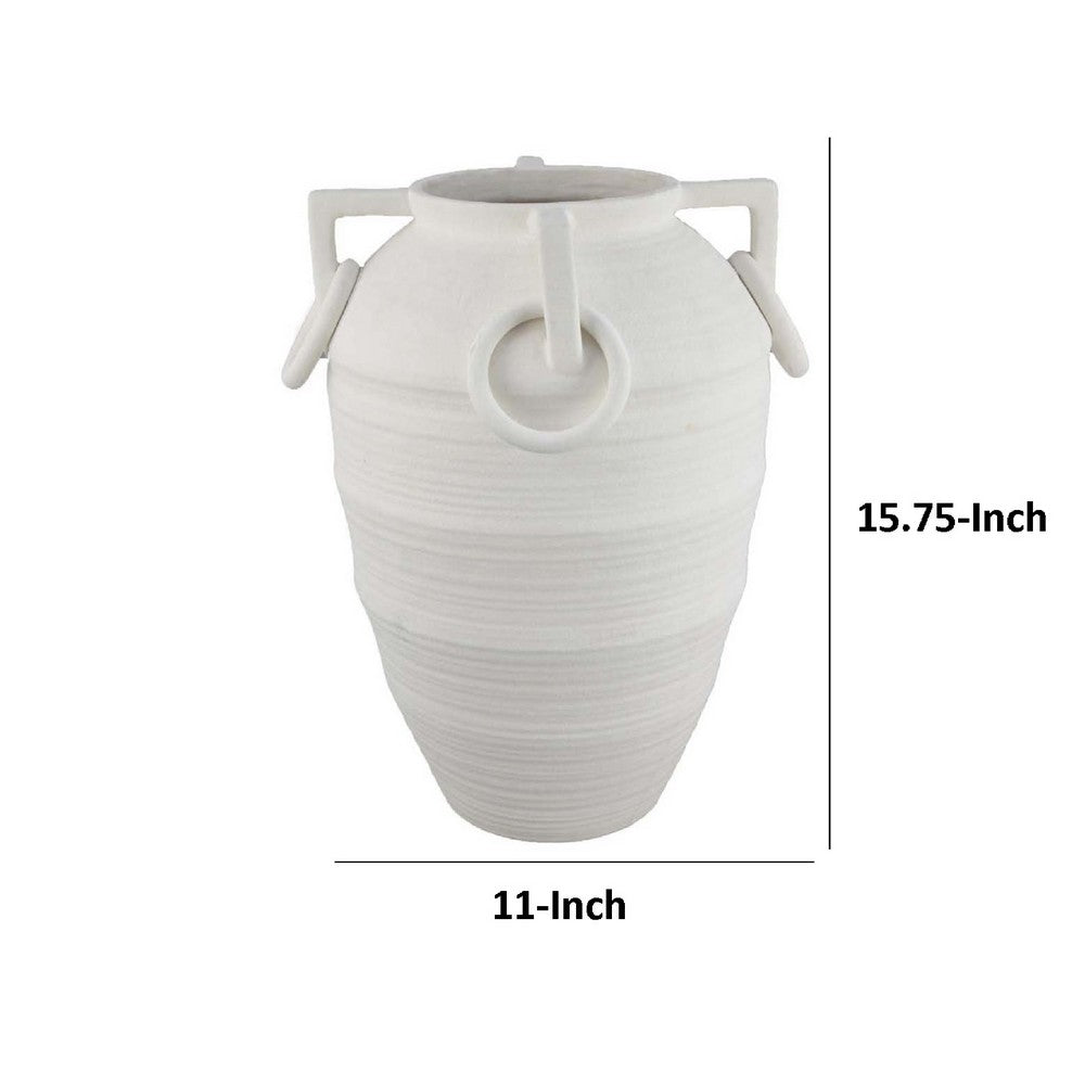 Rosianna Decorative Antique Style Flower Vase, 16 Inch White Ceramic -BM334827