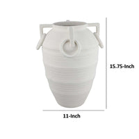 Rosianna Decorative Antique Style Flower Vase, 16 Inch White Ceramic -BM334827