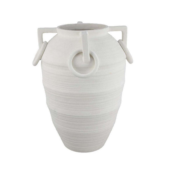 Rosianna Decorative Antique Style Flower Vase, 16 Inch White Ceramic -BM334827