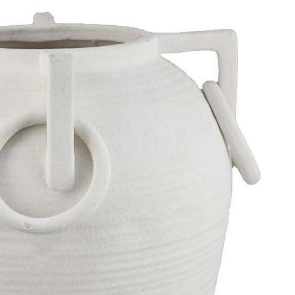 Rosianna Decorative Antique Style Flower Vase, 15 Inch White Ceramic -BM334828