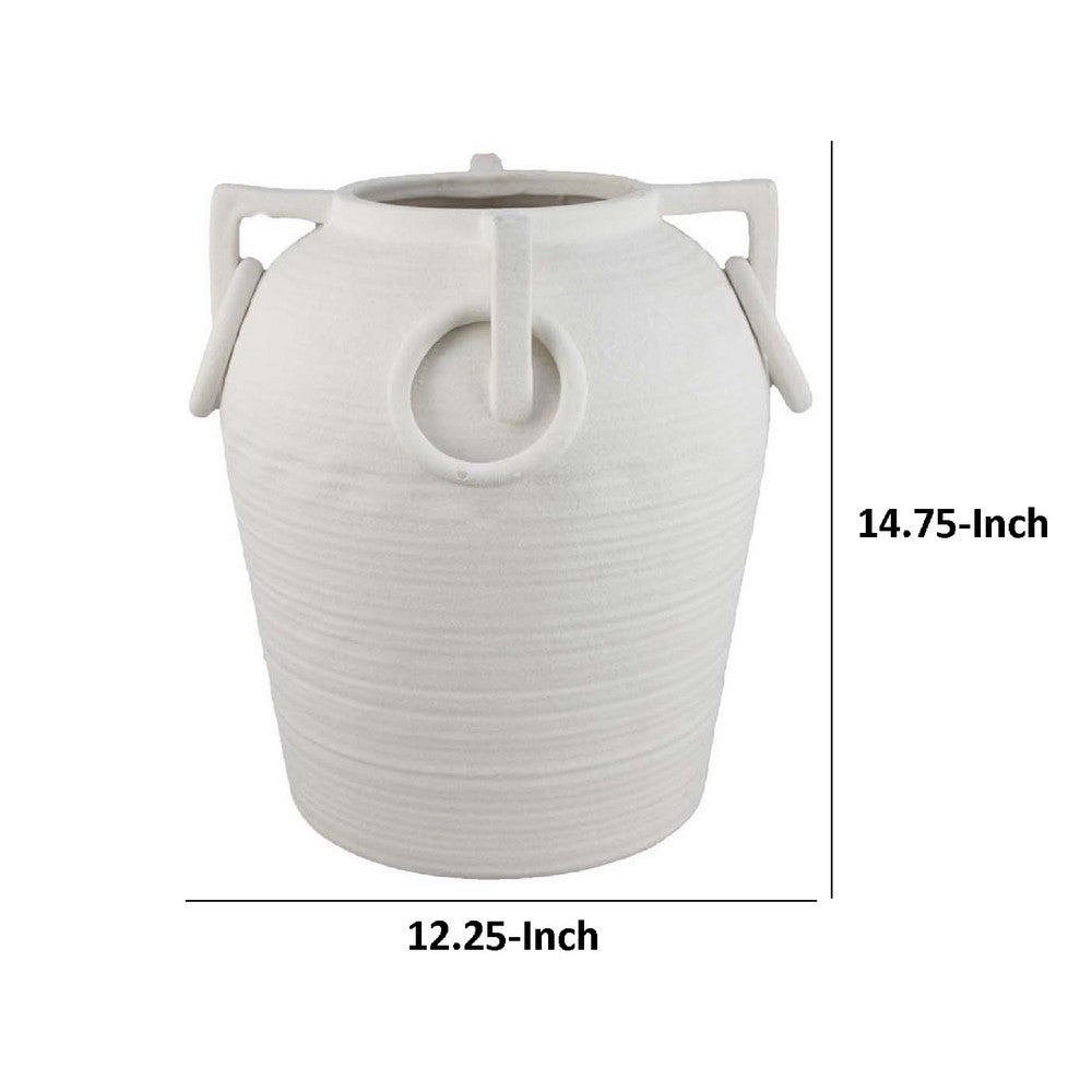 Rosianna Decorative Antique Style Flower Vase, 15 Inch White Ceramic -BM334828