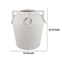 Rosianna Decorative Antique Style Flower Vase, 15 Inch White Ceramic -BM334828