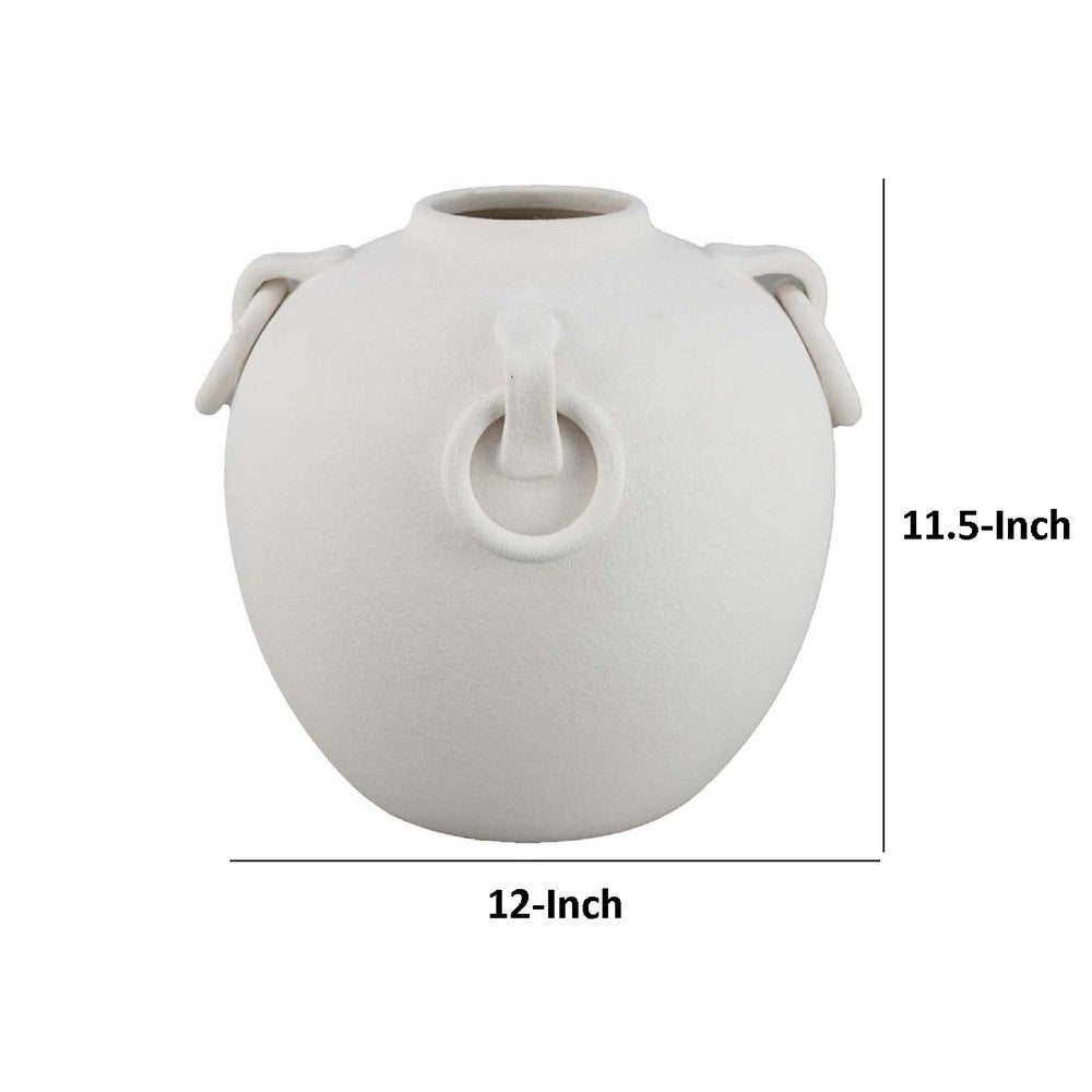 Rosianna Decorative Antique Style Flower Vase, 12 Inch White Ceramic -BM334829