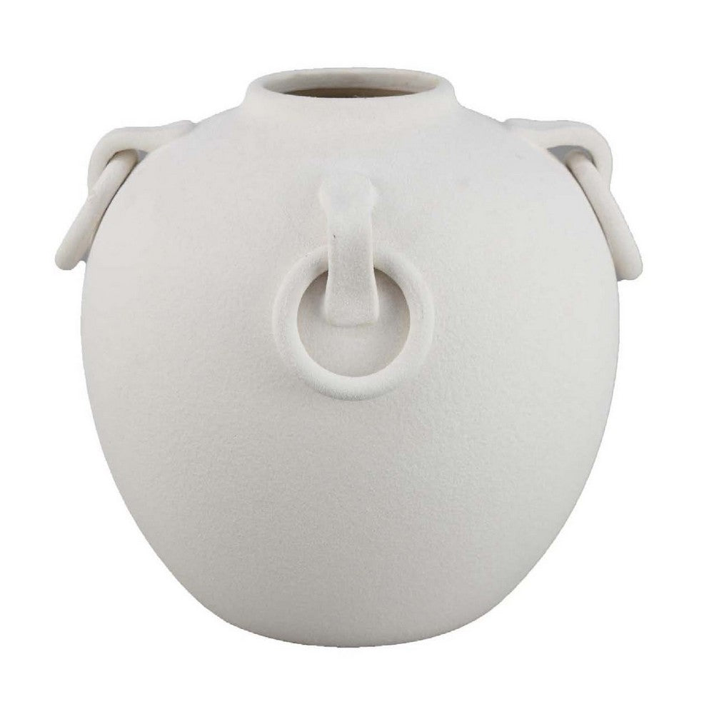 Rosianna Decorative Antique Style Flower Vase, 12 Inch White Ceramic -BM334829