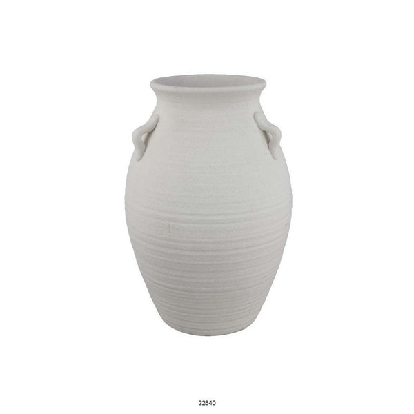 Dero Decorative Flower Vase, Antique Style, White Ceramic, 15 Inch -BM334830