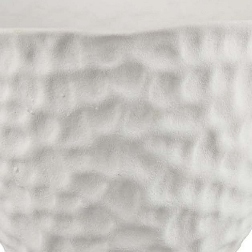 Decorative Bowl Shaped Planter, Hammered White Ceramic 12 Inch -BM334832