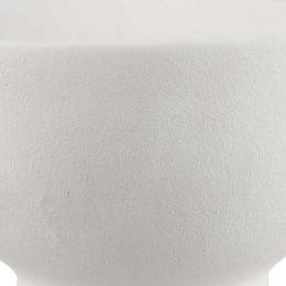 Decorative Bowl Planter, 2 Round Handles, Modern White Ceramic 14 Inch -BM334835