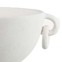 Decorative Bowl Planter, 2 Round Handles, Modern White Ceramic 14 Inch -BM334835