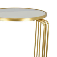 Modern Plant Stand Table, 25 Inch Round Mirror Top, Gold Metal Frame -BM334837
