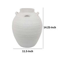 Dero Decorative Flower Vase, White Ceramic, Antique Urn Style, 14 Inch -BM334838