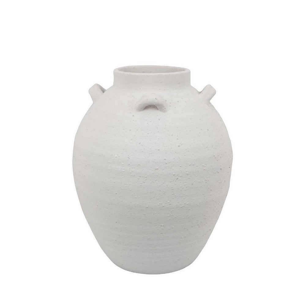 Dero Decorative Flower Vase, White Ceramic, Antique Urn Style, 14 Inch -BM334838