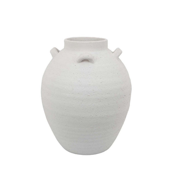 Dero Decorative Flower Vase, White Ceramic, Antique Urn Style, 14 Inch -BM334838