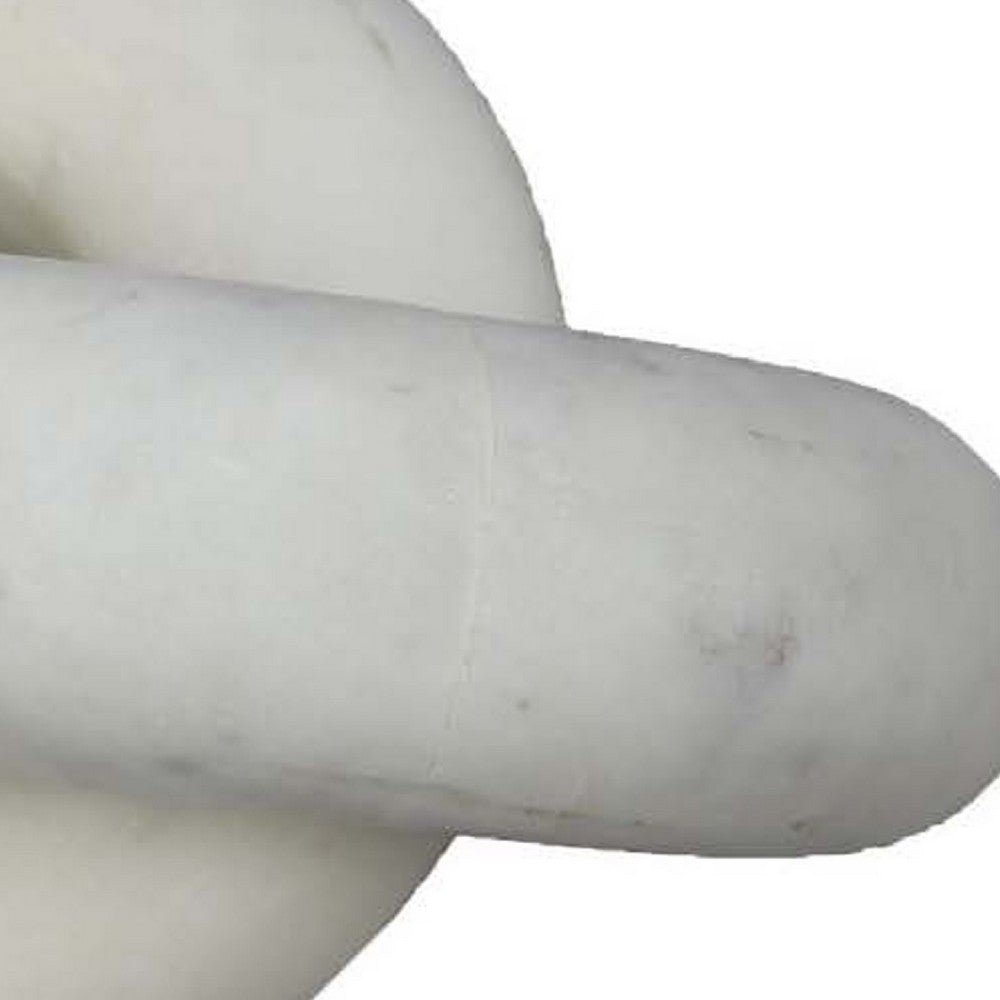 Decorative Accent Knot Sculpture, 2 Linked Chain Design, White Marble -BM334839
