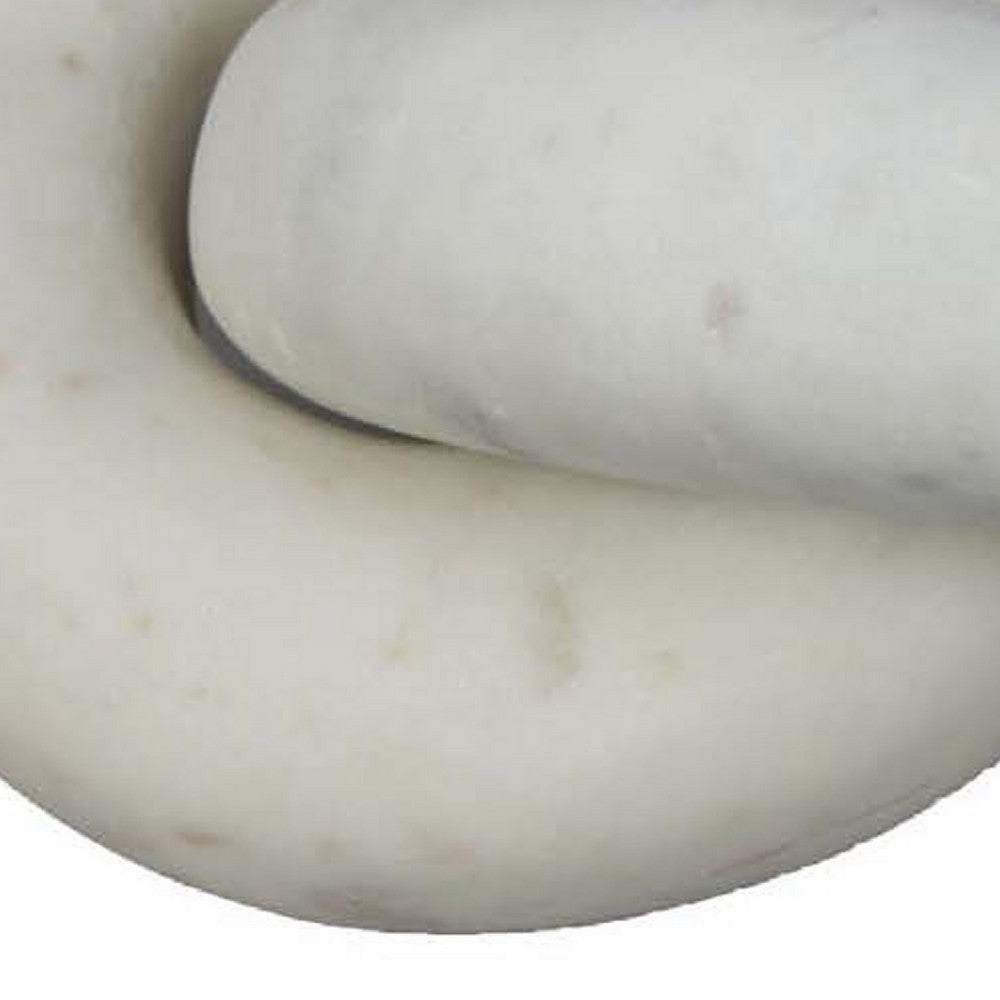 Decorative Accent Knot Sculpture, 2 Linked Chain Design, White Marble -BM334839