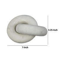 Decorative Accent Knot Sculpture, 2 Linked Chain Design, White Marble -BM334839