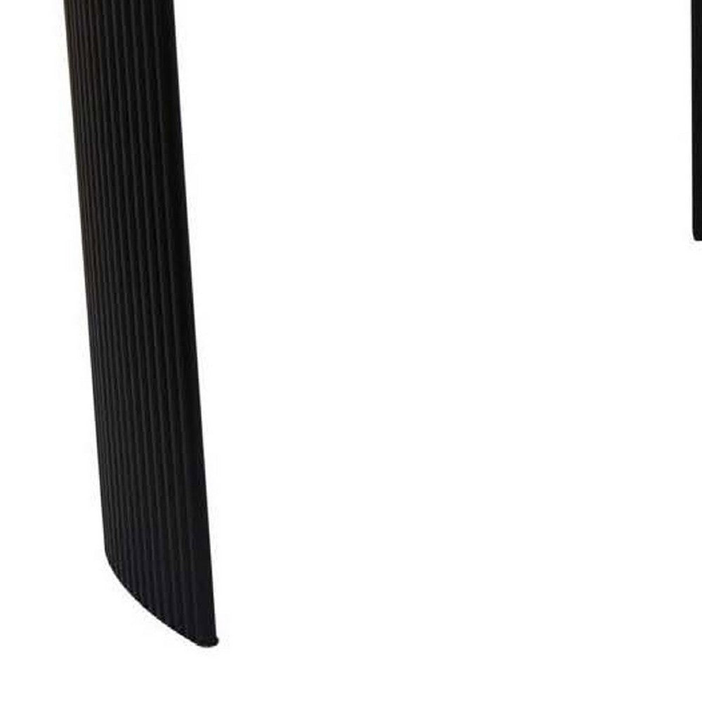 Modern Plant Stand Table, 31 Inch Round White Marble, Black Panel Legs -BM334840