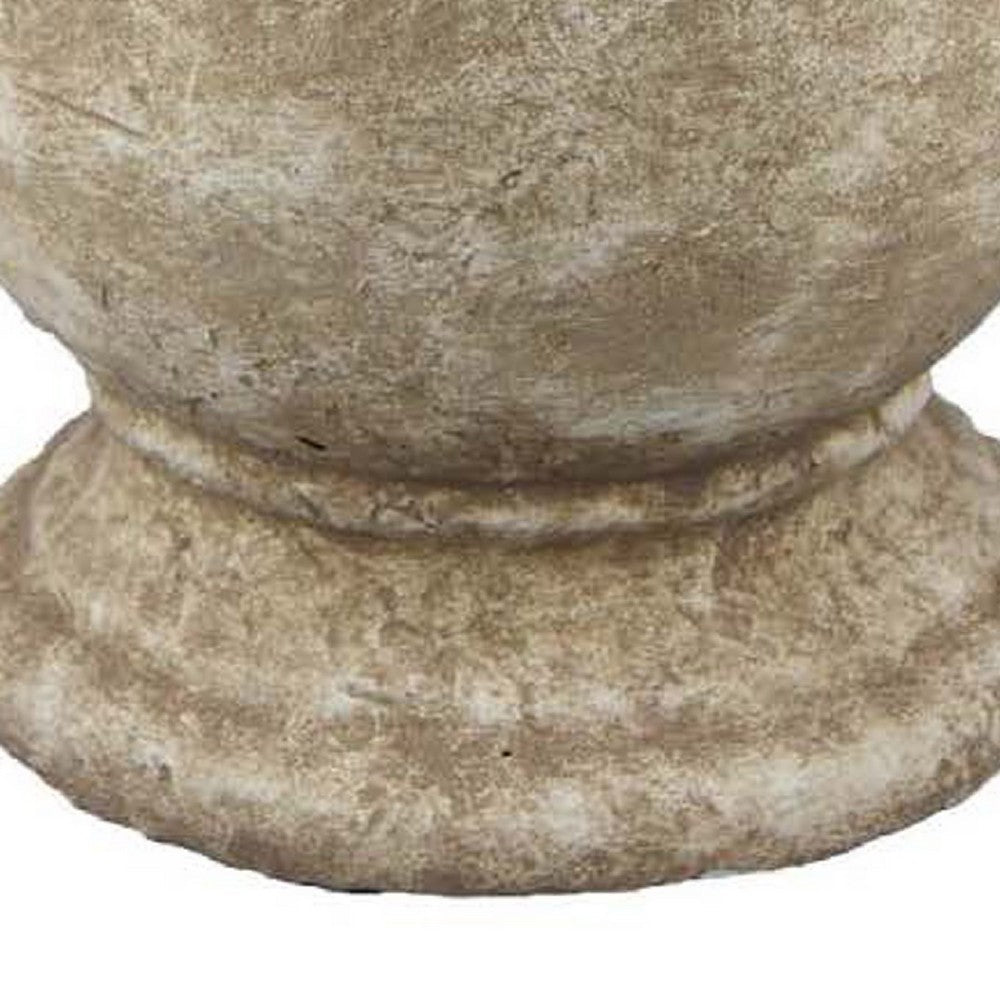 Decorative Planter Pot, Vintage Stone Textured Tan Terracotta 20 Inch -BM334841