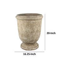 Decorative Planter Pot, Vintage Stone Textured Tan Terracotta 20 Inch -BM334841