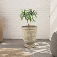 Decorative Planter Pot, Vintage Stone Textured Tan Terracotta 20 Inch -BM334841