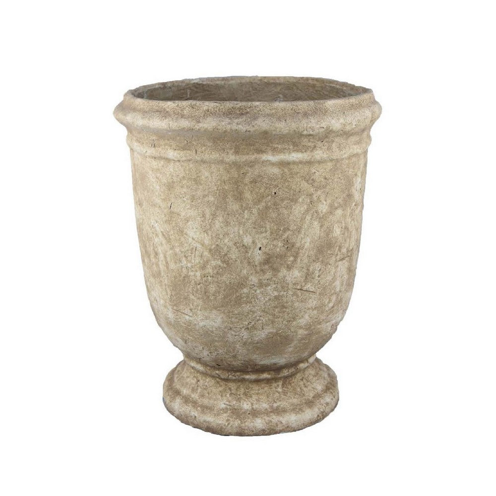 Decorative Planter Pot, Vintage Stone Textured Tan Terracotta 20 Inch -BM334841