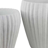 Accent Bowl Planter Set of 2, Ribbed Edges, White Terracotta, 14, 11 -BM334842