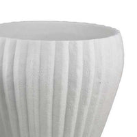Accent Bowl Planter Set of 2, Ribbed Edges, White Terracotta, 14, 11 -BM334842