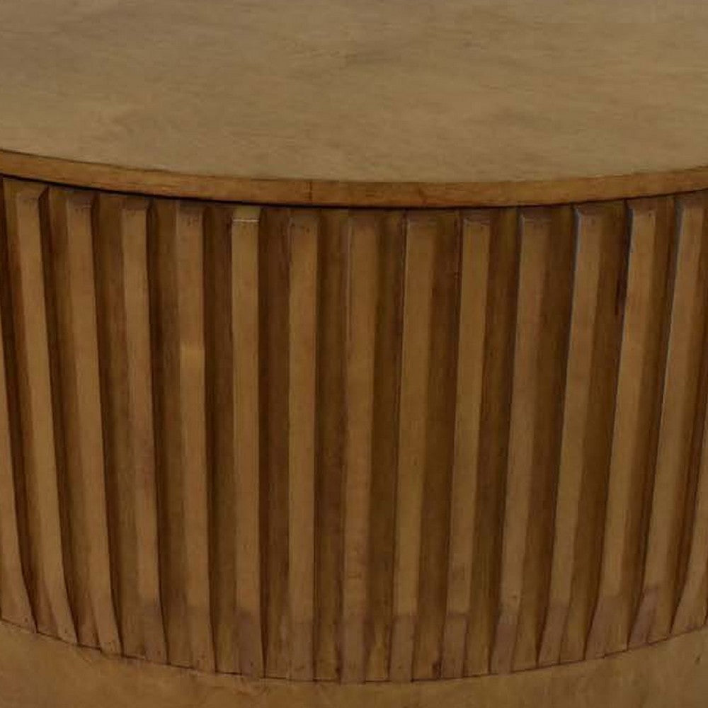 Modern Storage Coffee Table, 31 Inch Round Lift Top, Dark Brown Wood -BM334843
