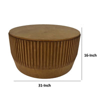 Modern Storage Coffee Table, 31 Inch Round Lift Top, Dark Brown Wood -BM334843