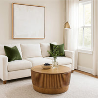 Modern Storage Coffee Table, 31 Inch Round Lift Top, Dark Brown Wood -BM334843