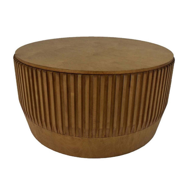Modern Storage Coffee Table, 31 Inch Round Lift Top, Dark Brown Wood -BM334843