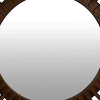Decorative Wall Mirror, Sun Ray Accent Edges, 32 Inch Brown Wood -BM334844
