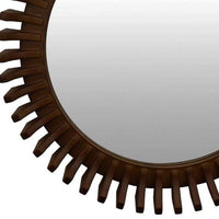 Decorative Wall Mirror, Sun Ray Accent Edges, 32 Inch Brown Wood -BM334844