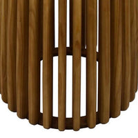 Gexy Side End Table, 18 Inch Marble Top, Slatted Drum Base, Brown -BM334845