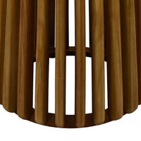 Gexy Side End Table, 16 Inch Marble Top, Slatted Drum Base, Brown -BM334846