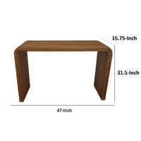 Sofa Console Table, Smooth Waterfall Curved Edges, Brown Wood 47 Inch -BM334847