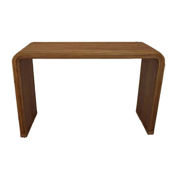 Sofa Console Table, Smooth Waterfall Curved Edges, Brown Wood 47 Inch -BM334847