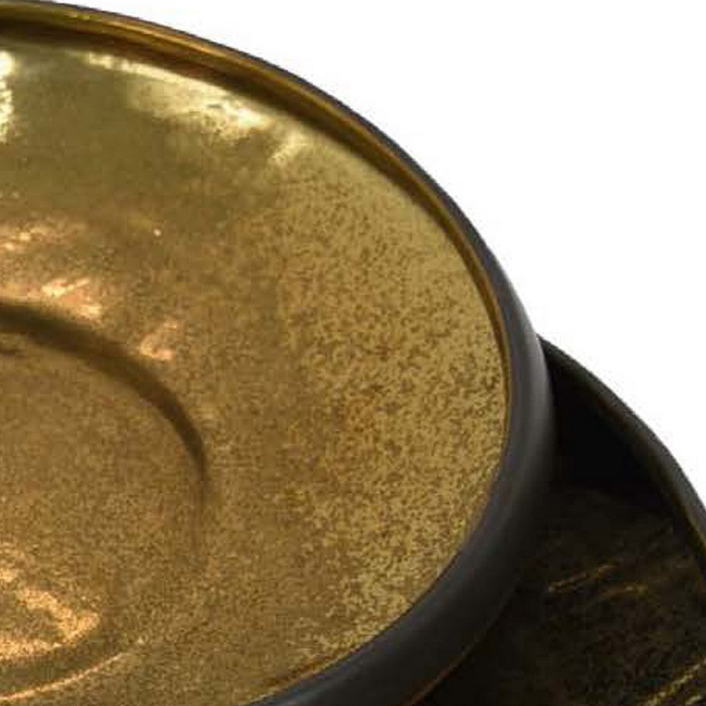 Rema Decorative Tabletop Bowls Set of 2, Modern Gold and Black Ceramic -BM334848