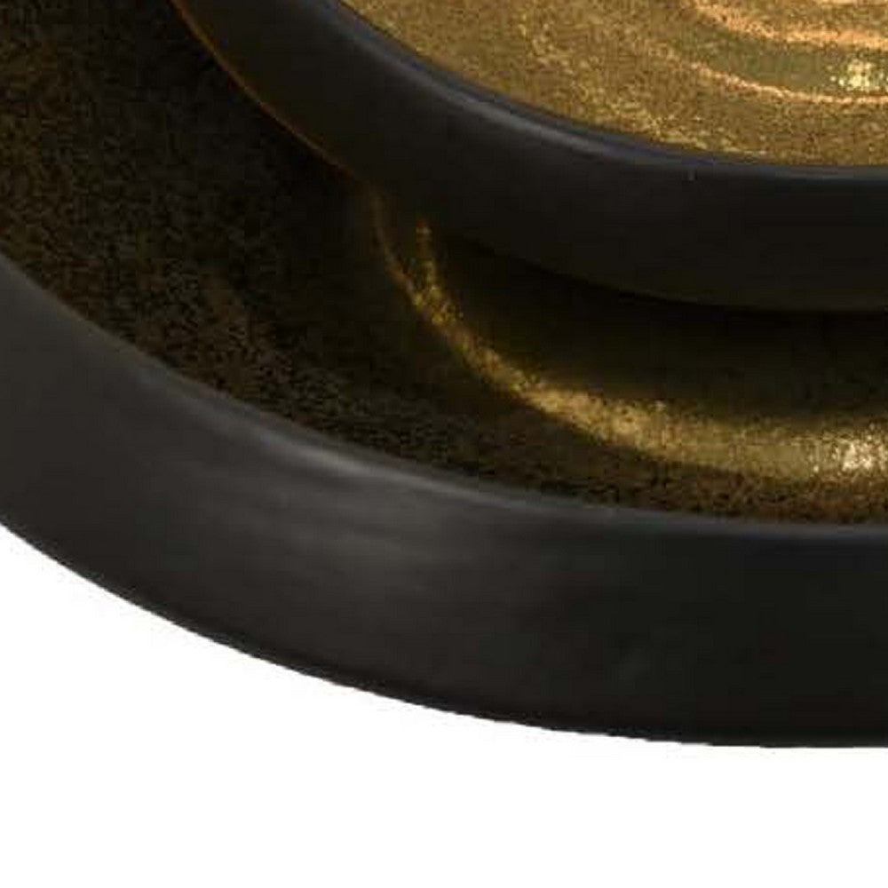 Rema Decorative Tabletop Bowls Set of 2, Modern Gold and Black Ceramic -BM334848
