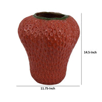 Kema Decorative Flower Vase, Strawberry Accent, 15 Inch Red Ceramic -BM334852