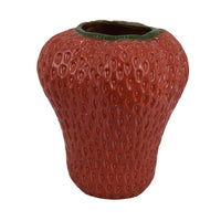 Kema Decorative Flower Vase, Strawberry Accent, 15 Inch Red Ceramic -BM334852