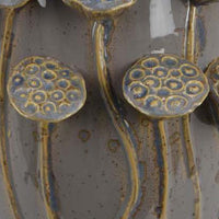 Ro Decorative Vase, Textured Lotus Accents, Muted Gray Ceramic 16 Inch -BM334856