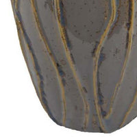Ro Decorative Vase, Textured Lotus Accents, Muted Gray Ceramic 16 Inch -BM334856