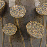 Ro Decorative Vase, Textured Lotus Accents, Muted Gray Ceramic 12 Inch -BM334857