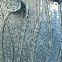 Ro Decorative Vase, Textured Lotus Accents, Blue Ceramic 16 Inch -BM334858