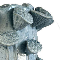 Ro Decorative Vase, Textured Lotus Accents, Blue Ceramic 16 Inch -BM334858