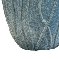 Ro Decorative Vase, Textured Lotus Accents, Blue Ceramic 16 Inch -BM334858