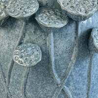 Ro Decorative Vase, Textured Lotus Accents, Blue Ceramic 12 Inch -BM334859