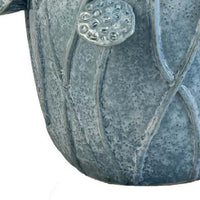Ro Decorative Vase, Textured Lotus Accents, Blue Ceramic 12 Inch -BM334859